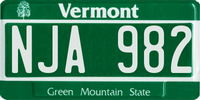 VT license plate NJA982