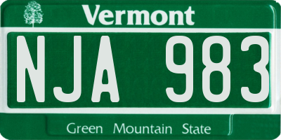 VT license plate NJA983