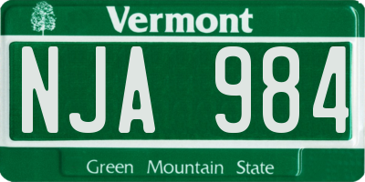VT license plate NJA984