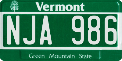 VT license plate NJA986