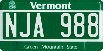 VT license plate NJA988