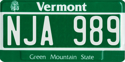 VT license plate NJA989