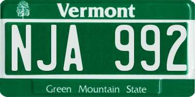 VT license plate NJA992