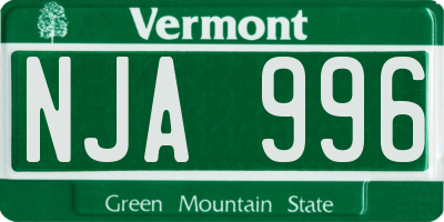 VT license plate NJA996