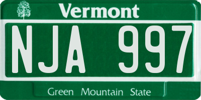 VT license plate NJA997