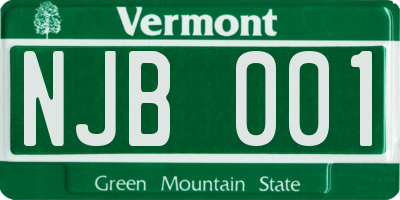 VT license plate NJB001