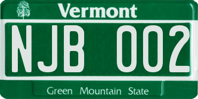 VT license plate NJB002