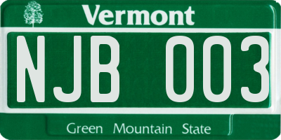 VT license plate NJB003