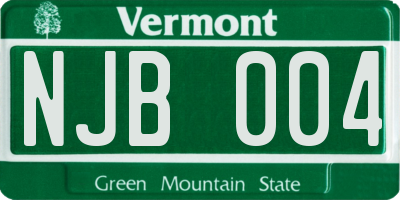 VT license plate NJB004