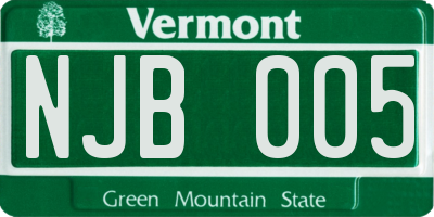VT license plate NJB005