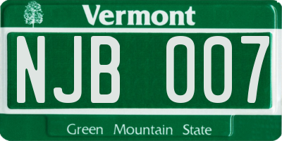VT license plate NJB007