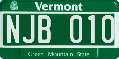 VT license plate NJB010