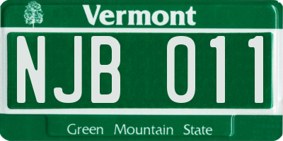VT license plate NJB011