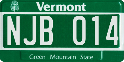 VT license plate NJB014