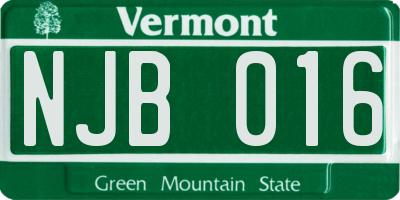 VT license plate NJB016
