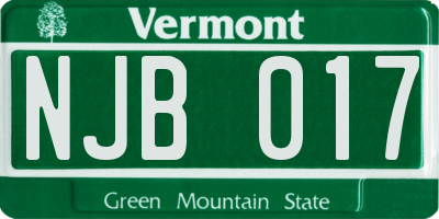 VT license plate NJB017