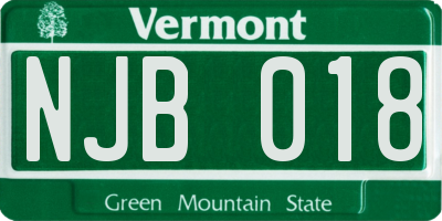 VT license plate NJB018