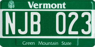VT license plate NJB023