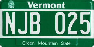 VT license plate NJB025