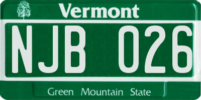 VT license plate NJB026