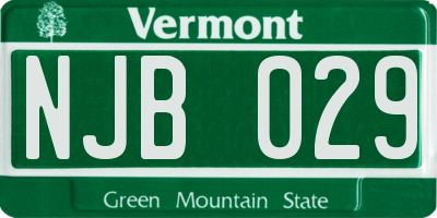 VT license plate NJB029