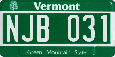 VT license plate NJB031