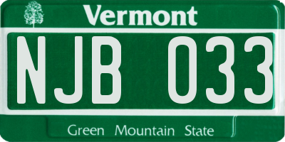 VT license plate NJB033