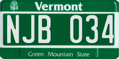 VT license plate NJB034
