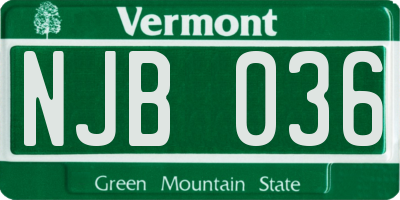 VT license plate NJB036