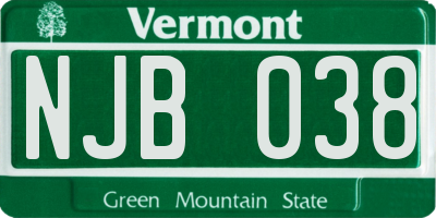 VT license plate NJB038