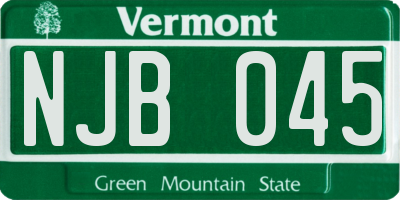 VT license plate NJB045