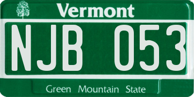 VT license plate NJB053