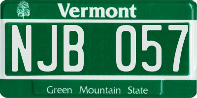 VT license plate NJB057