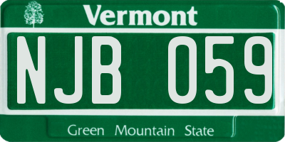 VT license plate NJB059