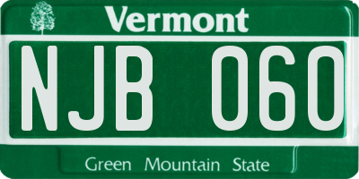 VT license plate NJB060