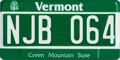 VT license plate NJB064