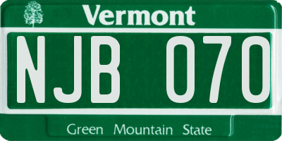 VT license plate NJB070