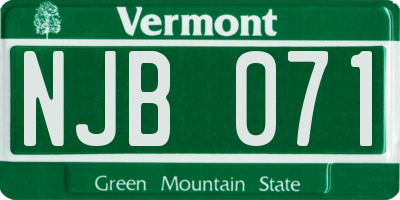 VT license plate NJB071