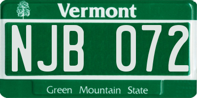 VT license plate NJB072