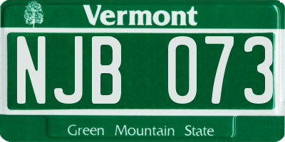 VT license plate NJB073