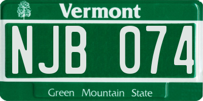 VT license plate NJB074