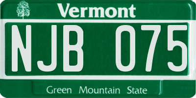 VT license plate NJB075