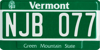 VT license plate NJB077