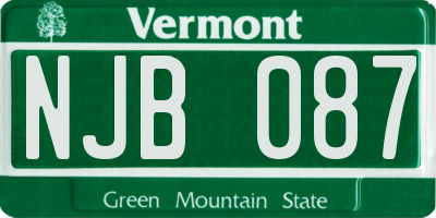 VT license plate NJB087