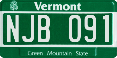 VT license plate NJB091