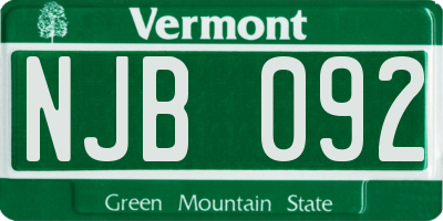 VT license plate NJB092