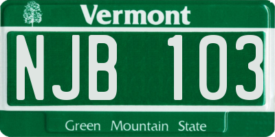 VT license plate NJB103