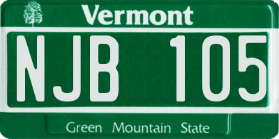 VT license plate NJB105