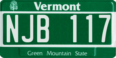 VT license plate NJB117