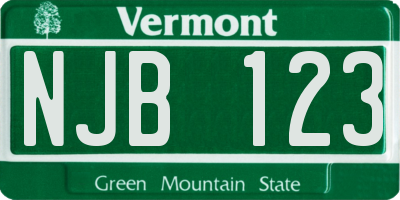 VT license plate NJB123